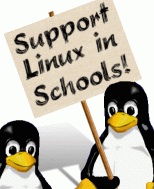 Linux con cartello da manifestante per la scuola