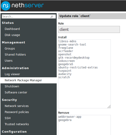 nethserver package manager